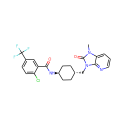 Cn1c(=O)n(C[C@H]2CC[C@H](NC(=O)c3cc(C(F)(F)F)ccc3Cl)CC2)c2ncccc21 ZINC000653684762