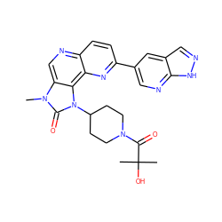 Cn1c(=O)n(C2CCN(C(=O)C(C)(C)O)CC2)c2c3nc(-c4cnc5[nH]ncc5c4)ccc3ncc21 ZINC000118526637