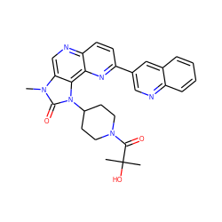 Cn1c(=O)n(C2CCN(C(=O)C(C)(C)O)CC2)c2c3nc(-c4cnc5ccccc5c4)ccc3ncc21 ZINC000118540993