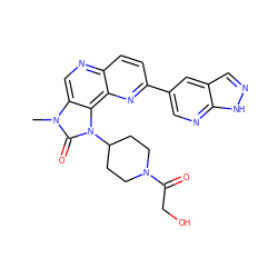 Cn1c(=O)n(C2CCN(C(=O)CO)CC2)c2c3nc(-c4cnc5[nH]ncc5c4)ccc3ncc21 ZINC000118519470