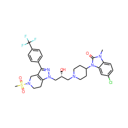 Cn1c(=O)n(C2CCN(C[C@@H](O)Cn3nc(-c4ccc(C(F)(F)F)cc4)c4c3CCN(S(C)(=O)=O)C4)CC2)c2cc(Cl)ccc21 ZINC000003992203