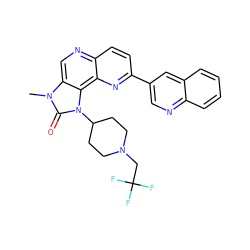 Cn1c(=O)n(C2CCN(CC(F)(F)F)CC2)c2c3nc(-c4cnc5ccccc5c4)ccc3ncc21 ZINC000118529431