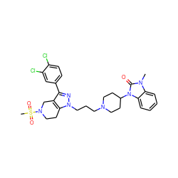 Cn1c(=O)n(C2CCN(CCCn3nc(-c4ccc(Cl)c(Cl)c4)c4c3CCN(S(C)(=O)=O)C4)CC2)c2ccccc21 ZINC000028342151