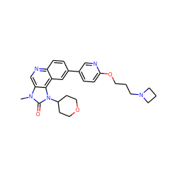 Cn1c(=O)n(C2CCOCC2)c2c3cc(-c4ccc(OCCCN5CCC5)nc4)ccc3ncc21 ZINC001772628214