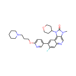 Cn1c(=O)n(C2CCOCC2)c2c3cc(-c4ccc(OCCCN5CCCCC5)nc4)c(F)cc3ncc21 ZINC001772623363