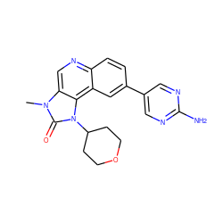 Cn1c(=O)n(C2CCOCC2)c2c3cc(-c4cnc(N)nc4)ccc3ncc21 ZINC001772645390