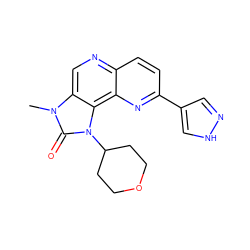 Cn1c(=O)n(C2CCOCC2)c2c3nc(-c4cn[nH]c4)ccc3ncc21 ZINC000118539091