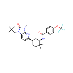 Cn1c(=O)n(CC(C)(C)C)c2ccc([C@@H]3CCC(C)(C)[C@H](NC(=O)c4ccc(OC(F)(F)F)cc4)C3)nc21 ZINC000145325497