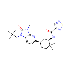 Cn1c(=O)n(CC(C)(C)C)c2ccc([C@@H]3CCC(C)(C)[C@H](NC(=O)c4cnsn4)C3)nc21 ZINC000145001051