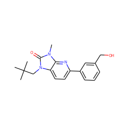 Cn1c(=O)n(CC(C)(C)C)c2ccc(-c3cccc(CO)c3)nc21 ZINC000146614672