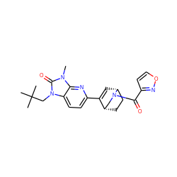 Cn1c(=O)n(CC(C)(C)C)c2ccc(C3=C[C@@H]4CC[C@H]3CN4C(=O)c3ccon3)nc21 ZINC000204990037