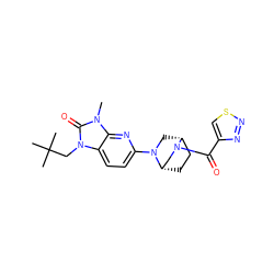 Cn1c(=O)n(CC(C)(C)C)c2ccc(N3C[C@@H]4CC[C@H]3CN4C(=O)c3csnn3)nc21 ZINC000198467310