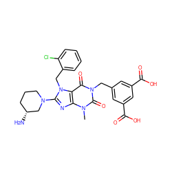 Cn1c(=O)n(Cc2cc(C(=O)O)cc(C(=O)O)c2)c(=O)c2c1nc(N1CCC[C@@H](N)C1)n2Cc1ccccc1Cl ZINC000299864108