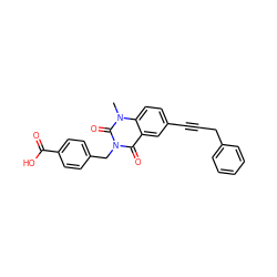 Cn1c(=O)n(Cc2ccc(C(=O)O)cc2)c(=O)c2cc(C#CCc3ccccc3)ccc21 ZINC000003815953