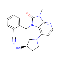 Cn1c(=O)n(Cc2ccccc2C#N)c2c(N3CC[C@@H](N)C3)ccnc21 ZINC000199392032