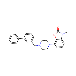 Cn1c(=O)oc2c(N3CCN(Cc4cccc(-c5ccccc5)c4)CC3)cccc21 ZINC000026398648