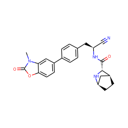 Cn1c(=O)oc2ccc(-c3ccc(C[C@@H](C#N)NC(=O)[C@H]4N[C@@H]5CC[C@H]4C5)cc3)cc21 ZINC000221948188