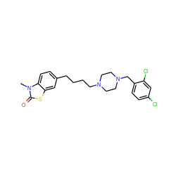 Cn1c(=O)sc2cc(CCCCN3CCN(Cc4ccc(Cl)cc4Cl)CC3)ccc21 ZINC000022924640