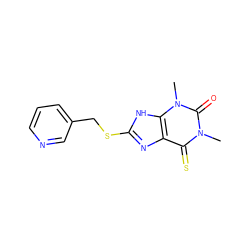 Cn1c(=S)c2nc(SCc3cccnc3)[nH]c2n(C)c1=O ZINC000100132769