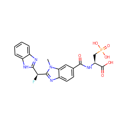 Cn1c([C@@H](F)c2nc3ccccc3[nH]2)nc2ccc(C(=O)N[C@@H](CP(=O)(O)O)C(=O)O)cc21 ZINC000013860255