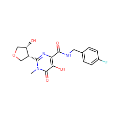 Cn1c([C@@H]2COC[C@@H]2O)nc(C(=O)NCc2ccc(F)cc2)c(O)c1=O ZINC000149507868