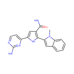 Cn1c(-c2[nH]c(-c3ccnc(N)n3)cc2C(N)=O)cc2ccccc21 ZINC000064528049