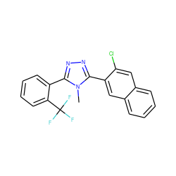 Cn1c(-c2cc3ccccc3cc2Cl)nnc1-c1ccccc1C(F)(F)F ZINC000029042815