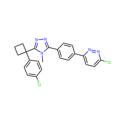 Cn1c(-c2ccc(-c3ccc(Cl)nn3)cc2)nnc1C1(c2ccc(Cl)cc2)CCC1 ZINC000071296889