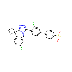 Cn1c(-c2ccc(-c3ccc(S(C)(=O)=O)cc3)cc2Cl)nnc1C1(c2ccc(Cl)cc2)CCC1 ZINC000040974088