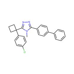 Cn1c(-c2ccc(-c3ccccc3)cc2)nnc1C1(c2ccc(Cl)cc2)CCC1 ZINC000038558781