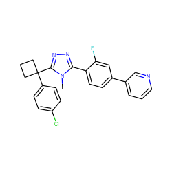 Cn1c(-c2ccc(-c3cccnc3)cc2F)nnc1C1(c2ccc(Cl)cc2)CCC1 ZINC000071315894