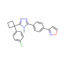 Cn1c(-c2ccc(-c3ccon3)cc2)nnc1C1(c2ccc(Cl)cc2)CCC1 ZINC000071330965