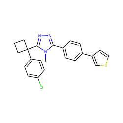 Cn1c(-c2ccc(-c3ccsc3)cc2)nnc1C1(c2ccc(Cl)cc2)CCC1 ZINC000071296964