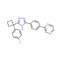 Cn1c(-c2ccc(-c3cnccn3)cc2)nnc1C1(c2ccc(Cl)cc2)CCC1 ZINC000071318937