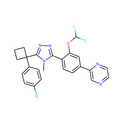 Cn1c(-c2ccc(-c3cnccn3)cc2OC(F)F)nnc1C1(c2ccc(Cl)cc2)CCC1 ZINC000071317759