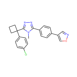 Cn1c(-c2ccc(-c3cnoc3)cc2)nnc1C1(c2ccc(Cl)cc2)CCC1 ZINC000071296898