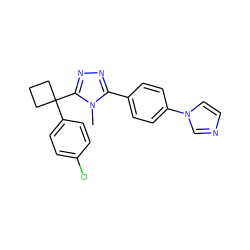 Cn1c(-c2ccc(-n3ccnc3)cc2)nnc1C1(c2ccc(Cl)cc2)CCC1 ZINC000040429768