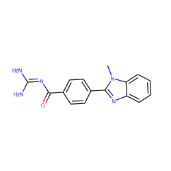 Cn1c(-c2ccc(C(=O)N=C(N)N)cc2)nc2ccccc21 ZINC000028819108