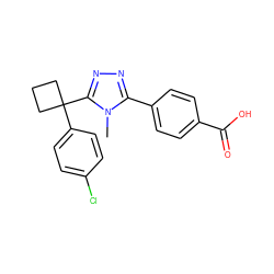 Cn1c(-c2ccc(C(=O)O)cc2)nnc1C1(c2ccc(Cl)cc2)CCC1 ZINC000071317746