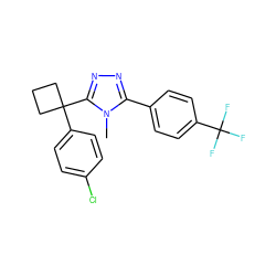 Cn1c(-c2ccc(C(F)(F)F)cc2)nnc1C1(c2ccc(Cl)cc2)CCC1 ZINC000040430352