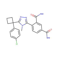 Cn1c(-c2ccc(C(N)=O)cc2C(N)=O)nnc1C1(c2ccc(Cl)cc2)CCC1 ZINC000071296487