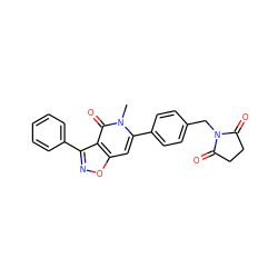 Cn1c(-c2ccc(CN3C(=O)CCC3=O)cc2)cc2onc(-c3ccccc3)c2c1=O ZINC001772606858