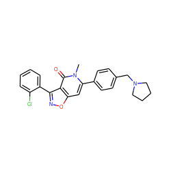 Cn1c(-c2ccc(CN3CCCC3)cc2)cc2onc(-c3ccccc3Cl)c2c1=O ZINC001772643495