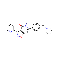 Cn1c(-c2ccc(CN3CCCC3)cc2)cc2onc(-c3ccccn3)c2c1=O ZINC001772634909