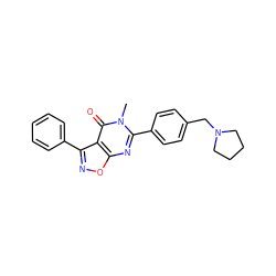 Cn1c(-c2ccc(CN3CCCC3)cc2)nc2onc(-c3ccccc3)c2c1=O ZINC001772614581