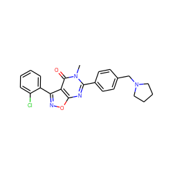 Cn1c(-c2ccc(CN3CCCC3)cc2)nc2onc(-c3ccccc3Cl)c2c1=O ZINC001772604229