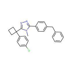 Cn1c(-c2ccc(Cc3ccccc3)cc2)nnc1C1(c2ccc(Cl)cc2)CCC1 ZINC000040429253