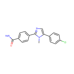 Cn1c(-c2ccc(Cl)cc2)cnc1-c1ccc(C(N)=O)cc1 ZINC000653717487