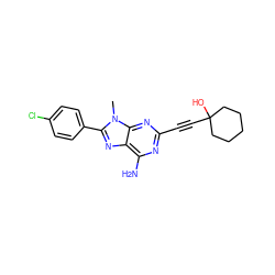 Cn1c(-c2ccc(Cl)cc2)nc2c(N)nc(C#CC3(O)CCCCC3)nc21 ZINC000013861453