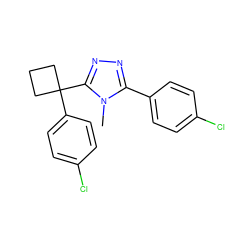 Cn1c(-c2ccc(Cl)cc2)nnc1C1(c2ccc(Cl)cc2)CCC1 ZINC000040430566